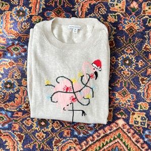 Jcrew mercantile Christmas flamingo sweater women size m